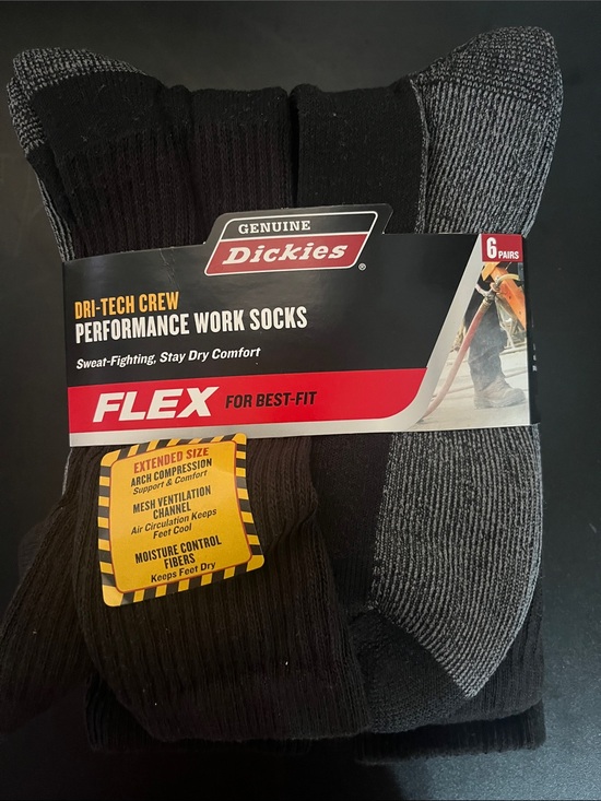 Dickies Other - Dickies Men's Flex Dri-Tech Crew Socks - Black & Gray